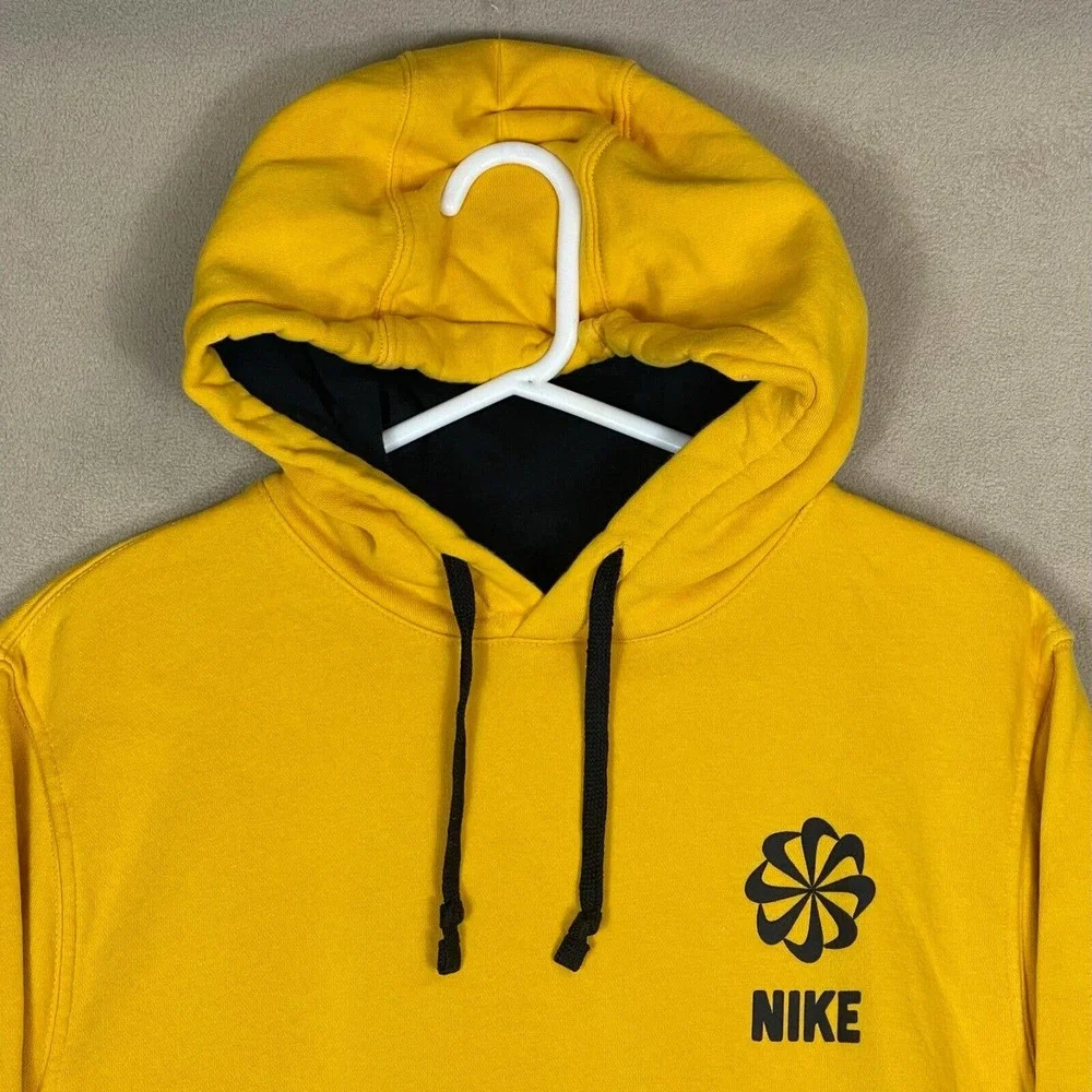 Nike Hoodie Adult Small Yellow Pinwheel‎ Evolution Of The Swoosh Mens